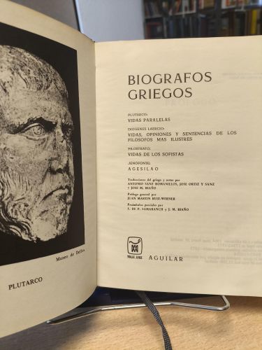Portada del libro de BIÓGRAFOS GRIEGOS - AGUILAR 1973 - Plutarco-Diógenes Laercio-Filóstrato-Jenofonte