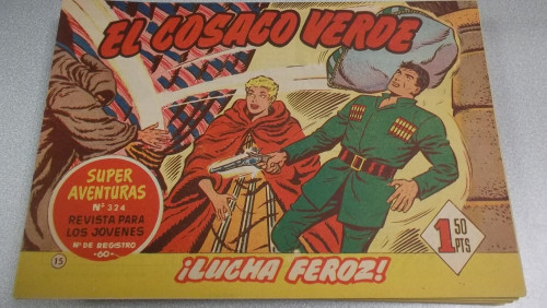 Portada del libro de EL COSACO VERDE ORIGINAL BRUGUERA 1960 Nº 15 ¡LUCHA FEROZ!