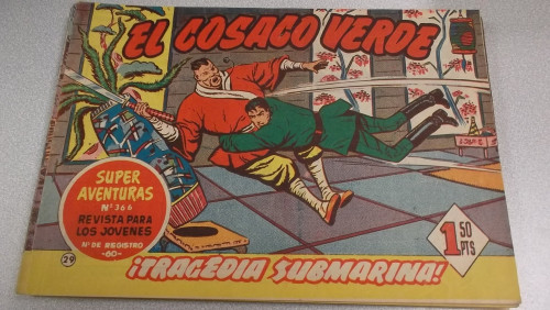 Portada del libro de EL COSACO VERDE ORIGINAL BRUGUERA 1960 Nº 29 ¡TRAGEDIA SUBMARINA!