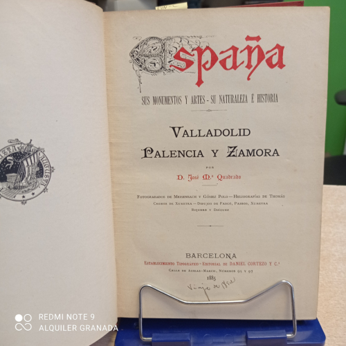 Portada del libro de ESPAÑA SUS MONUMENTOS Y ARTES SU NATURALEZA E HISTORIA VALLADOLID PALENCIA Y ZAMORA