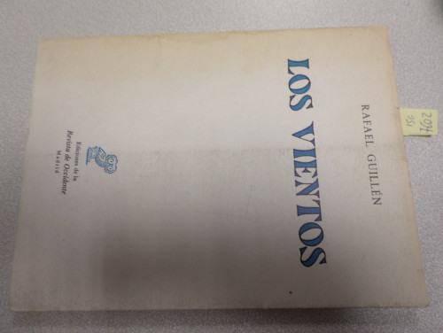 Portada del libro de LOS VIENTOS.- RAFAEL GUILLÉN - Revista de Occidente,1970, 1ª edición