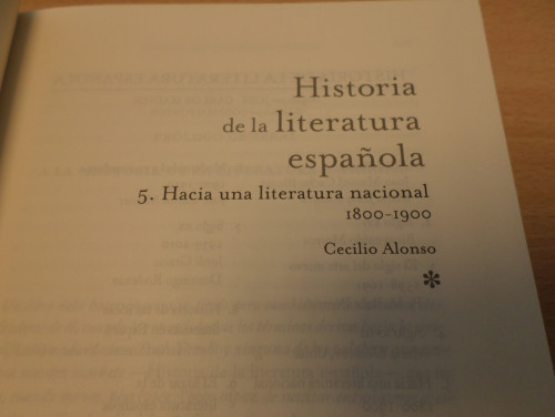 Portada del libro de HISTORIA DE LA LITERATURA ESPAÑOLA 5. HACIA UNA LITERATURA NACIONAL 1800- 1900