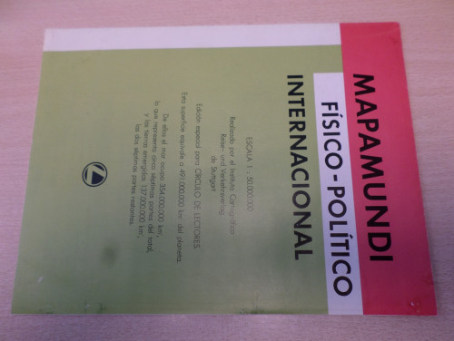 Portada del libro de 1989 MAPAMUNDI FISICO POLITICO INTERNACIONAL ESCALA 1-50.000.000 ED.ESPECIAL CIRCULO DE LECTORES