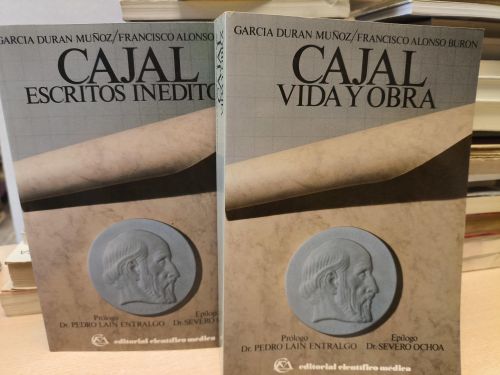 Portada del libro de Durán Muñoz/Alonso Burón - CAJAL VIDA Y OBRA / ESCRITOS INEDITOS - 2 TOMOS COMPLETO 