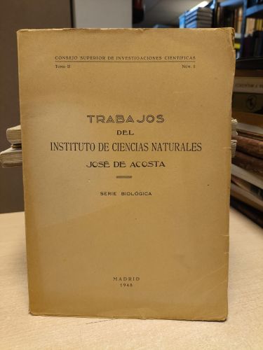 Portada del libro de SOBRE LOS CONDRIOSOMAS DE LA FIBRA MUSCULAR ESTRIADA- JOSE DE ACOSTA. SERIE BIOLÓGICA, MADRID, 1948