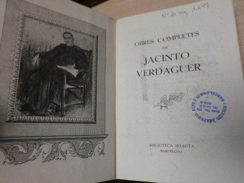 Portada del libro de JACINTO VERDAGUER OBRES COMPLETES - EDITORIAL SELECTA 1946  biblioteca perenne