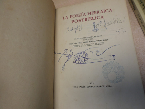 Portada del libro de POESIA HEBRAICA POST BIBLICA - 1ª EDICION 1953 - JOSÉ MARIA MILLÁS VALLICROSA