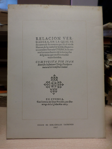 Portada del libro de RELACION VERDADERA, EN LA QUAL SE DA CUENTA ...- CVENCA 1625