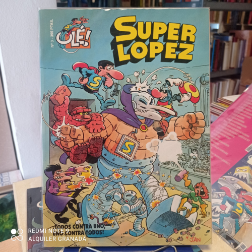 Portada del libro de SUPER LOPEZ: TODOS CONTRA UNO, UNO CONTRA TODOS  (COLECCIÓN OLE Nº 3) PORTADA RELIEVE