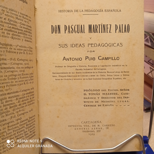 Portada del libro de PASCUAL MARTINEZ PALAU Y SUS IDEAS PEDAGOGICAS