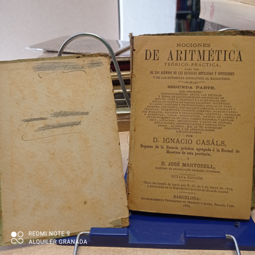 Portada del libro de  NOCIONES DE ARITMETICA TEORICO- PRACTICA - SEGUNDA PARTE - 1889